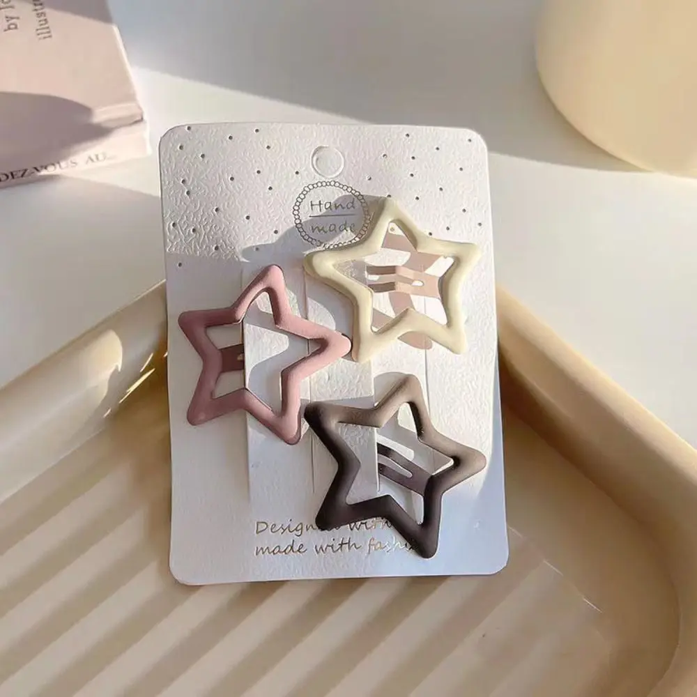 3pc/set Metal Star Love BB Clip Summer Square Geometric Korean Style Hair Accessories Party