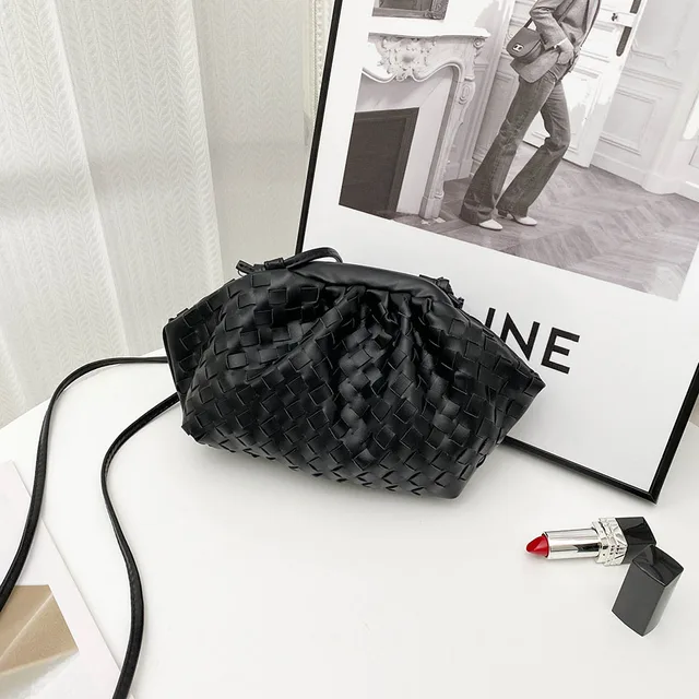 Luxury Ladies Weave Bag Soft Leather Crossbody Shoulder Bags For Women 2022 Fashion Female Brand Handbag and Purse Lady Hobo Bag Black