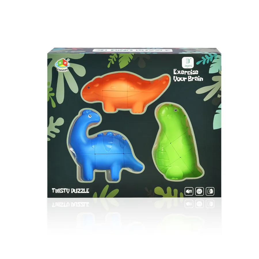 FANXIN 3x3 Dinosaur Magic Cube Cute Dinosaur Model 3x3x3 Magic Cube Puzzle Toy Cubo Magico Dinosaur Model For Children Kids Gif 6