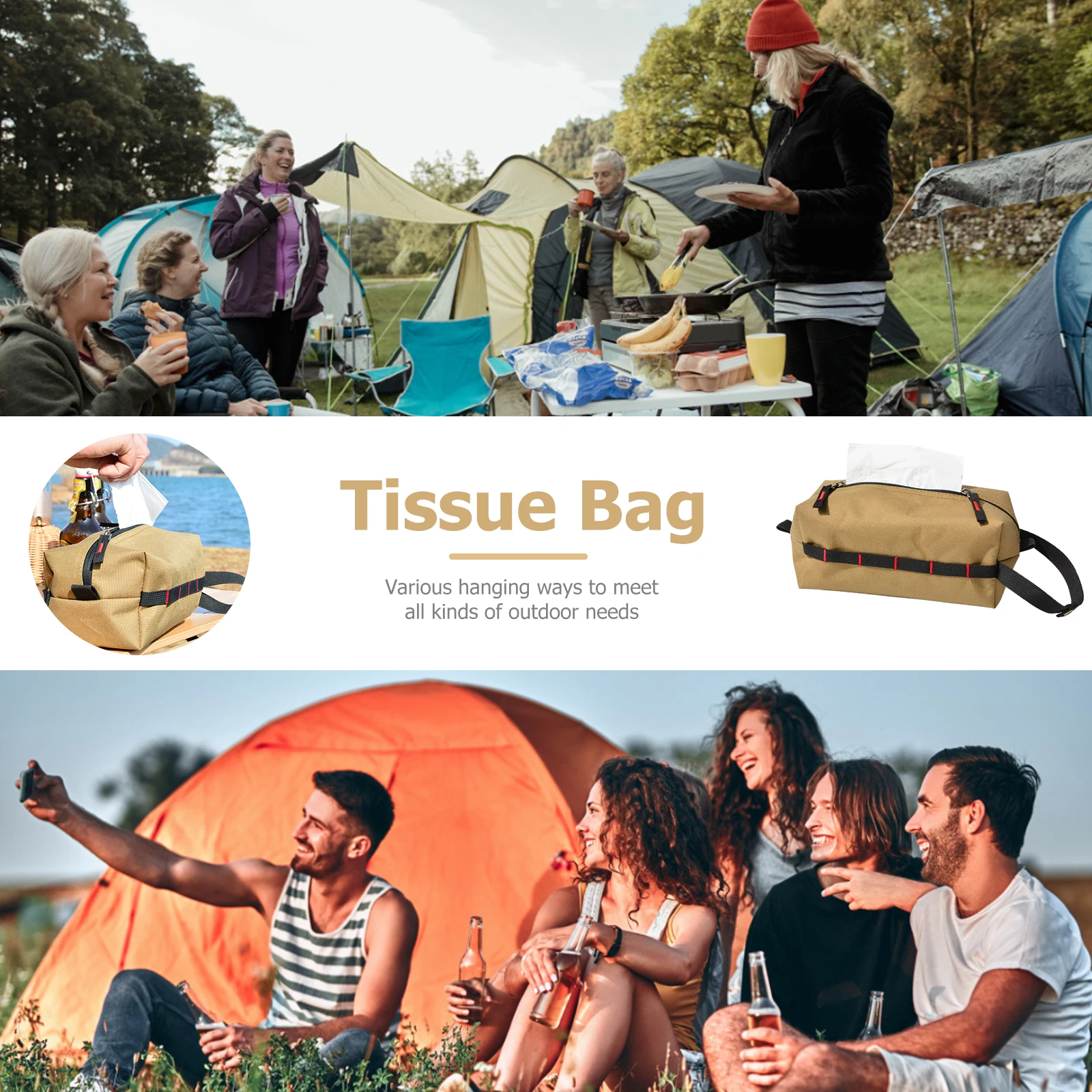 Camping Tissue Box Holder Multipurpose Toilet Paper Holder Oxford Cloth Small Strategical Pouch Waterproof Camping Accessories