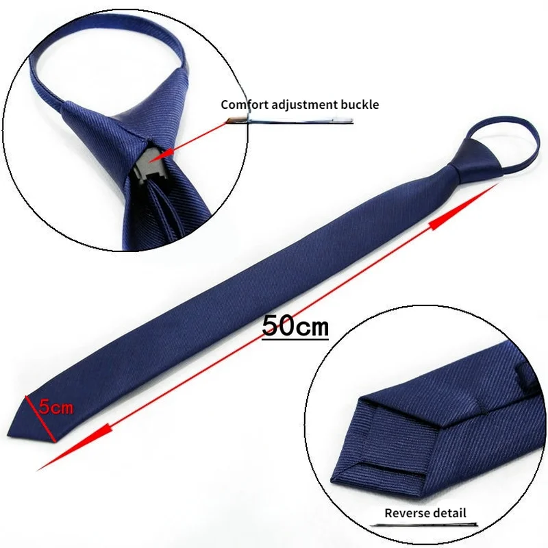Neck Tie 5cm Pre-tied Neck Tie Mens Skinny Zipper Ties Solid Color Slim Narrow Bridegroom Party Dress Necktie Student Girl