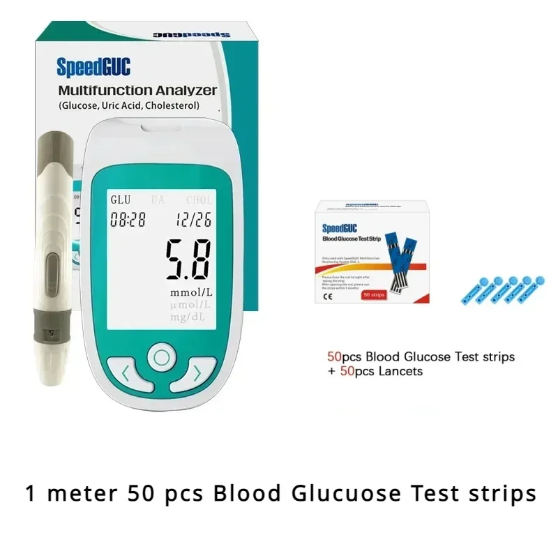 

Blood GIcose Meter 3 in 1 Multi-function Cholesterol Meter Home Use Blood GIcose Monitor Test Kit Uric Acid Detection Analyzer