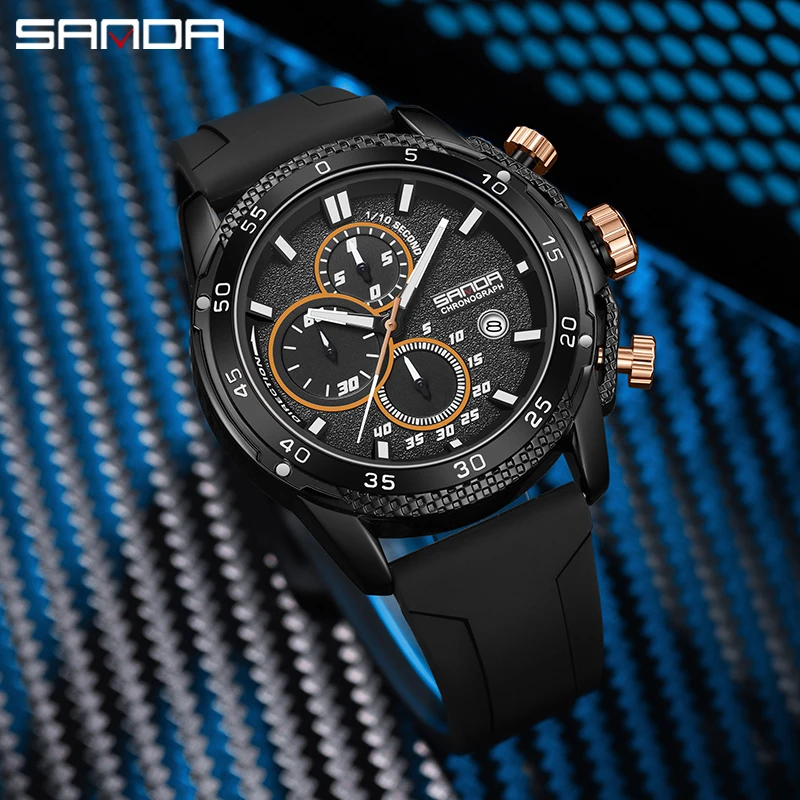 SANDA 5314 Sport Waterproof Watch For Men Fashion Date Stopwatch Quartz Wristwatch Luxury Business Original Design Male Clock