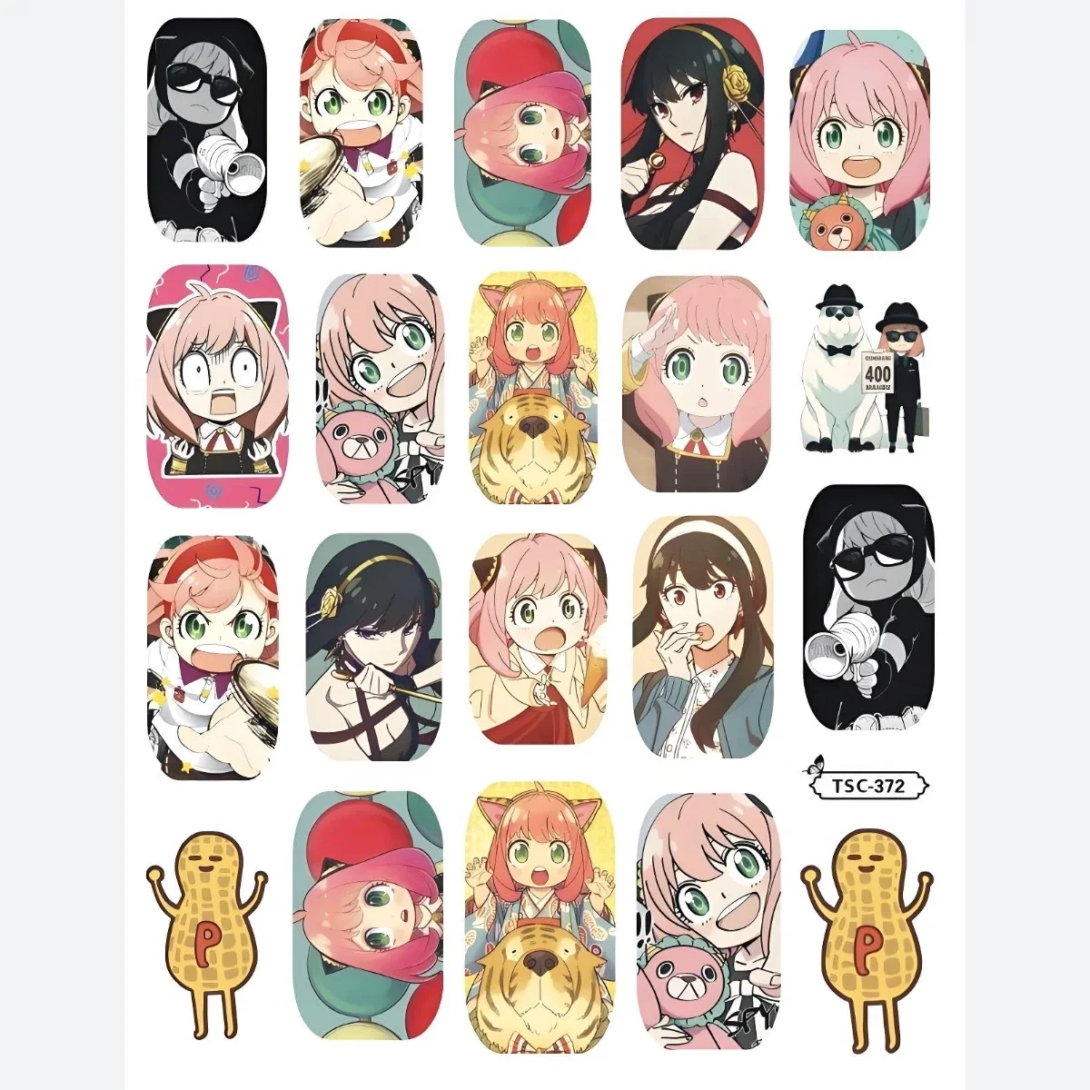 TSC-372 SPY&times;FAMILY Anya Forger anime 3D Nail Art Sticker Stamp Decal for DIY Nail Fashion
