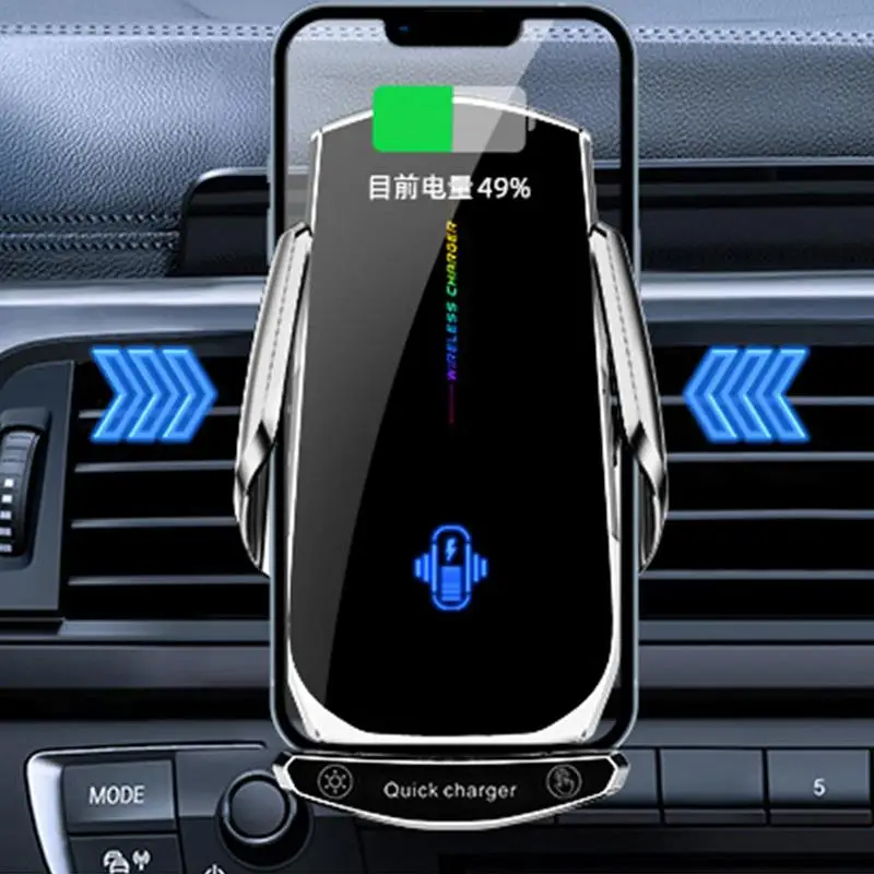 

15W Wireless Car Charger Automatic Induction Phone Holder With Navigation Support Wireless Charging Phone Mount With Cooling