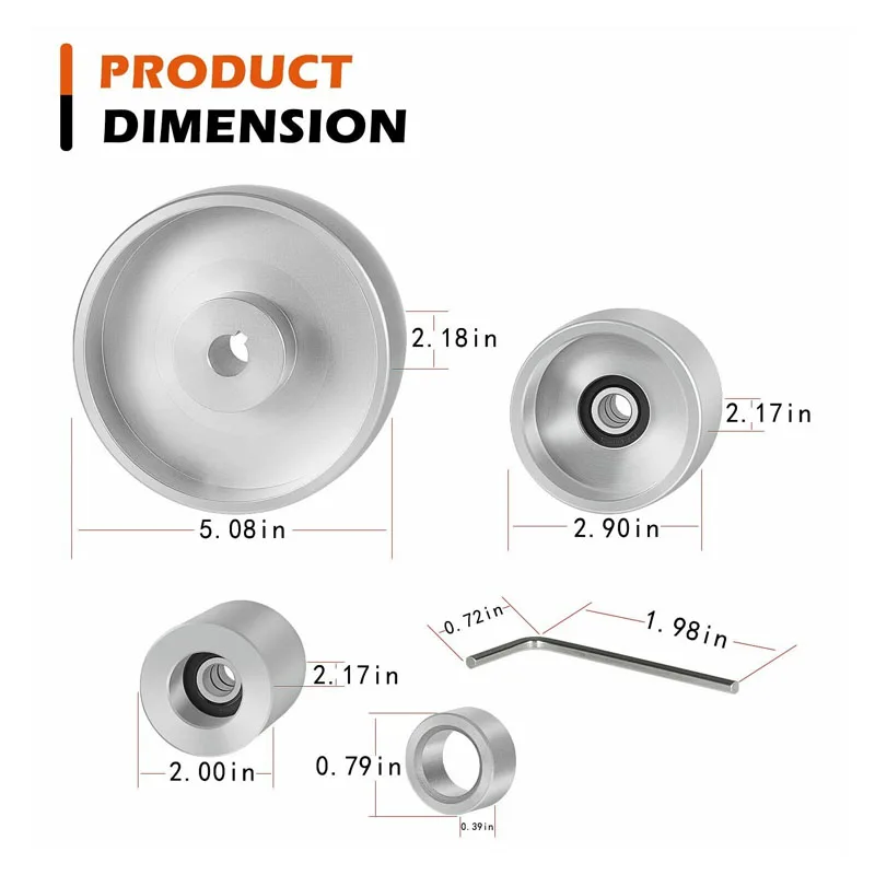 Belt Grinder 2" X 72" Wheel Set Aluminum Wheels for Knife Grinder