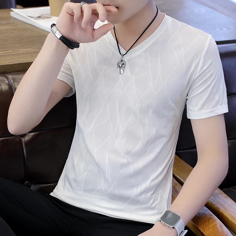 

Summer Men's Ice Silk Short sleeved T-shirt Ice Feeling T-shirt 2024 New Men's Fast Drying T-shirt Clothes DY5808