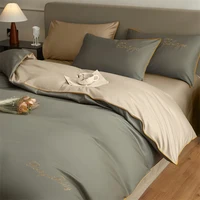 Ensemble de housse de couette 100% coton égyptien, 3 pièces, 1 housse de couette et 2 taies d'oreiller, 150x200/200x230cm, simple/double, Queen King Size 1