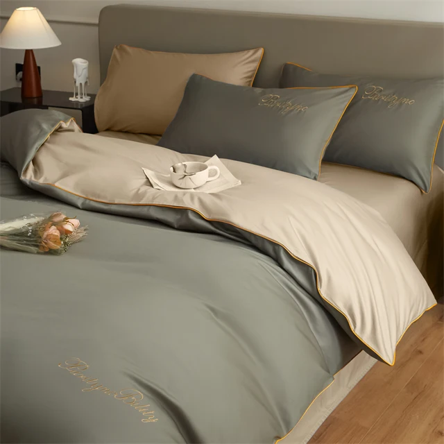 Ensemble de housse de couette 100% coton égyptien, 3 pièces, 1 housse de couette et 2 taies d'oreiller, 150x200/200x230cm, simple/double, Queen King Size 1