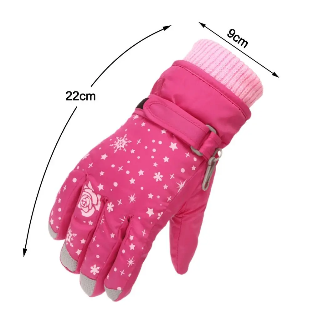 Girls Snow Snowboard Thicken Warm Waterproof Children Skiing Gloves Outdoor Sports Mittens Ski Kids Cycling Gloves 5-8Years 6