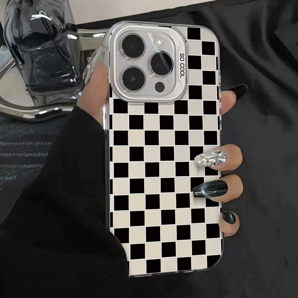 Cute Cartoon Soft Silicone Phone Cover with Silver IMD Grid Design