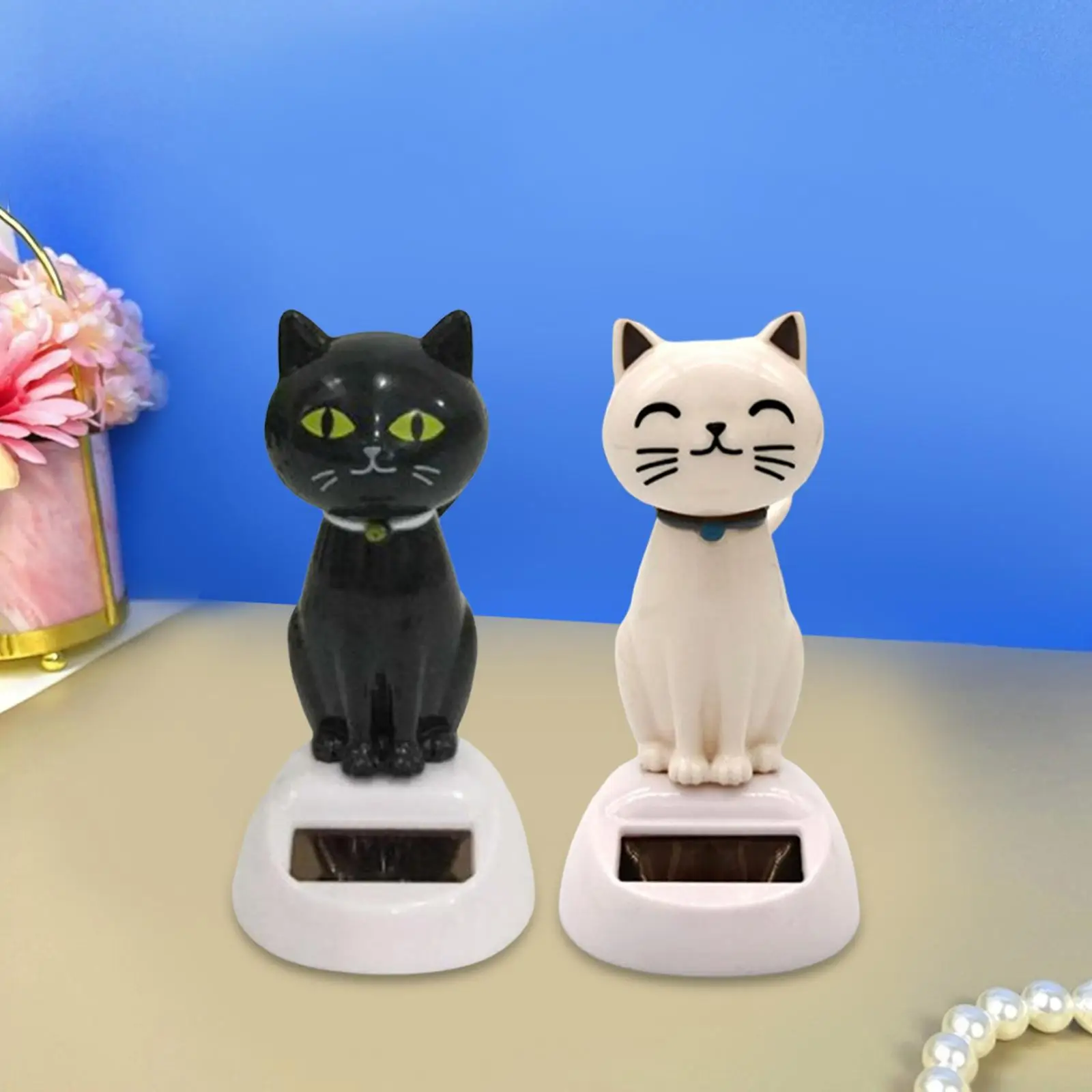 2x Solar tanzen Spielzeug Katze Statue solar betriebene Skulpturen