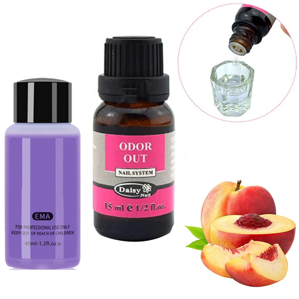 15ml Nail Art Peach Fragrance Odorizer Acrylic Liquid Monomer Odor Reducer Removal Essential Oils for Nail Systems ODOR OUT O#2 nail acrylic liquid