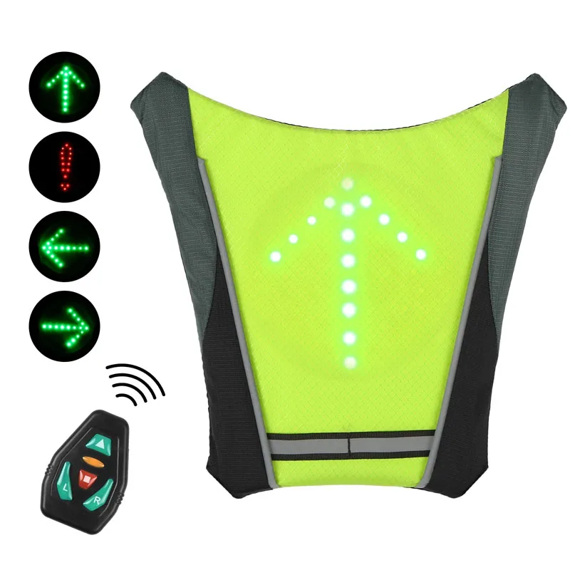 

LED Turn Signals Backpack Remote Rechargeable Waterproof Safety Vest with Direction Indicator for Cycling Running