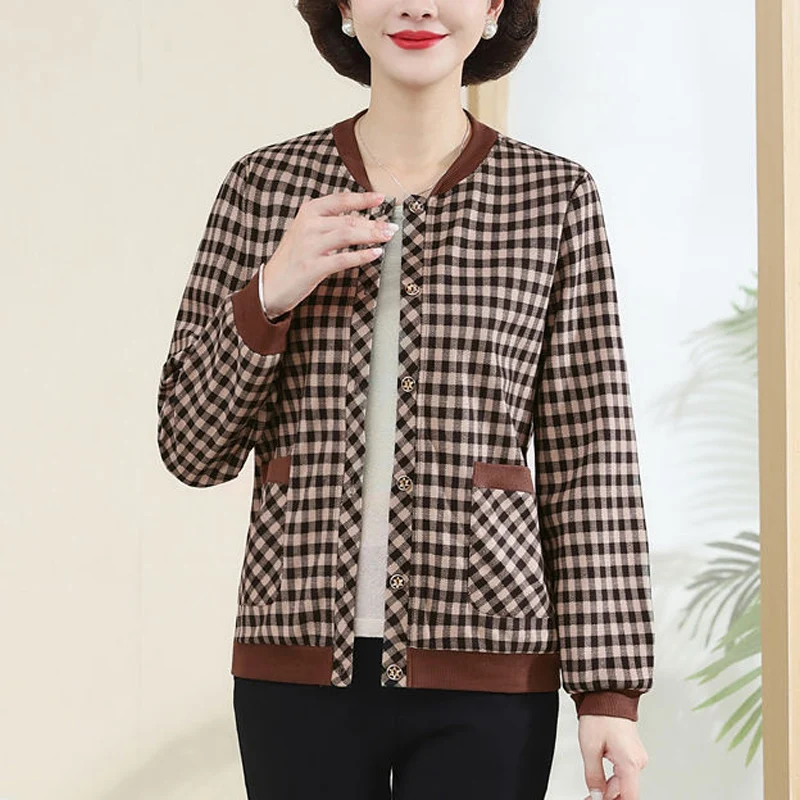 2023 Spring Autumn New Fashion Printing Round Neck Long Sleeve Jacket Women Casual Loose Vintage Button Elegant All-match Outwea