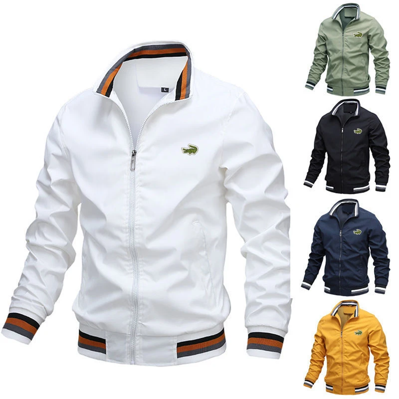 

Embroidery CARTELO Autumn and Winter Men's Stand Collar Casual Zipper Jacket Outdoor Sports Coat Windbreaker Jacket for Men