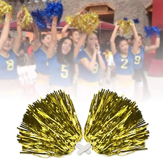 Gold Cheerleading Poms Sports Dance Cheer Plastic Pom for Sports Team Spirit Cheering