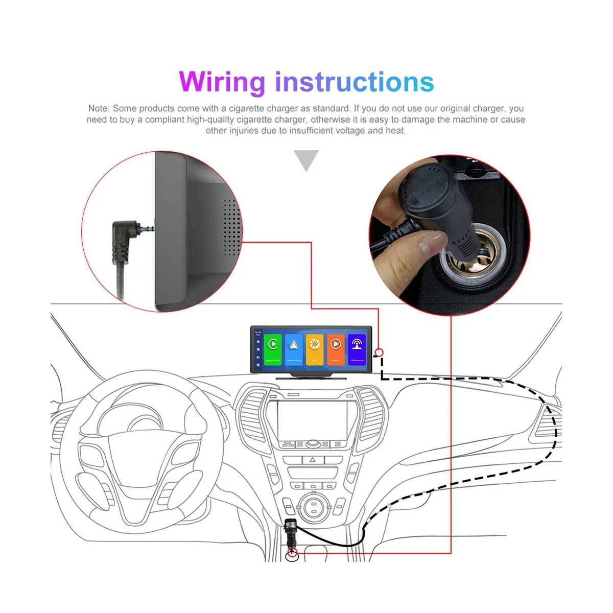 Wireless Carplay Portable Car Stereo Android Auto, Touchscreen Hd Da 9.3 Pollici Con Scheda Tf Della Fotocamera Di Backup Posteriore Bluetooth