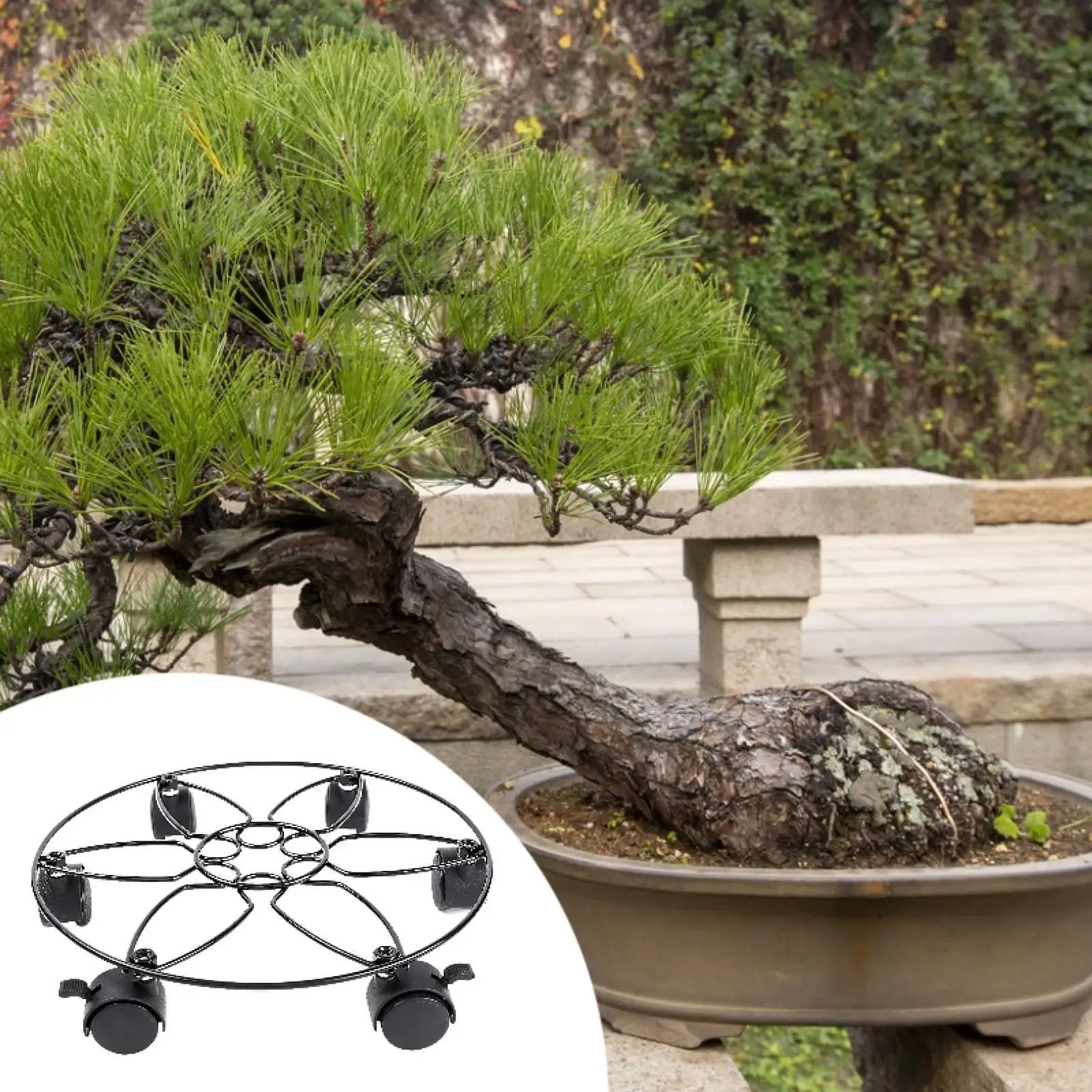 Plant Pot Caddy Round Metal Potted Plant Dolly for Living Room Garden Office