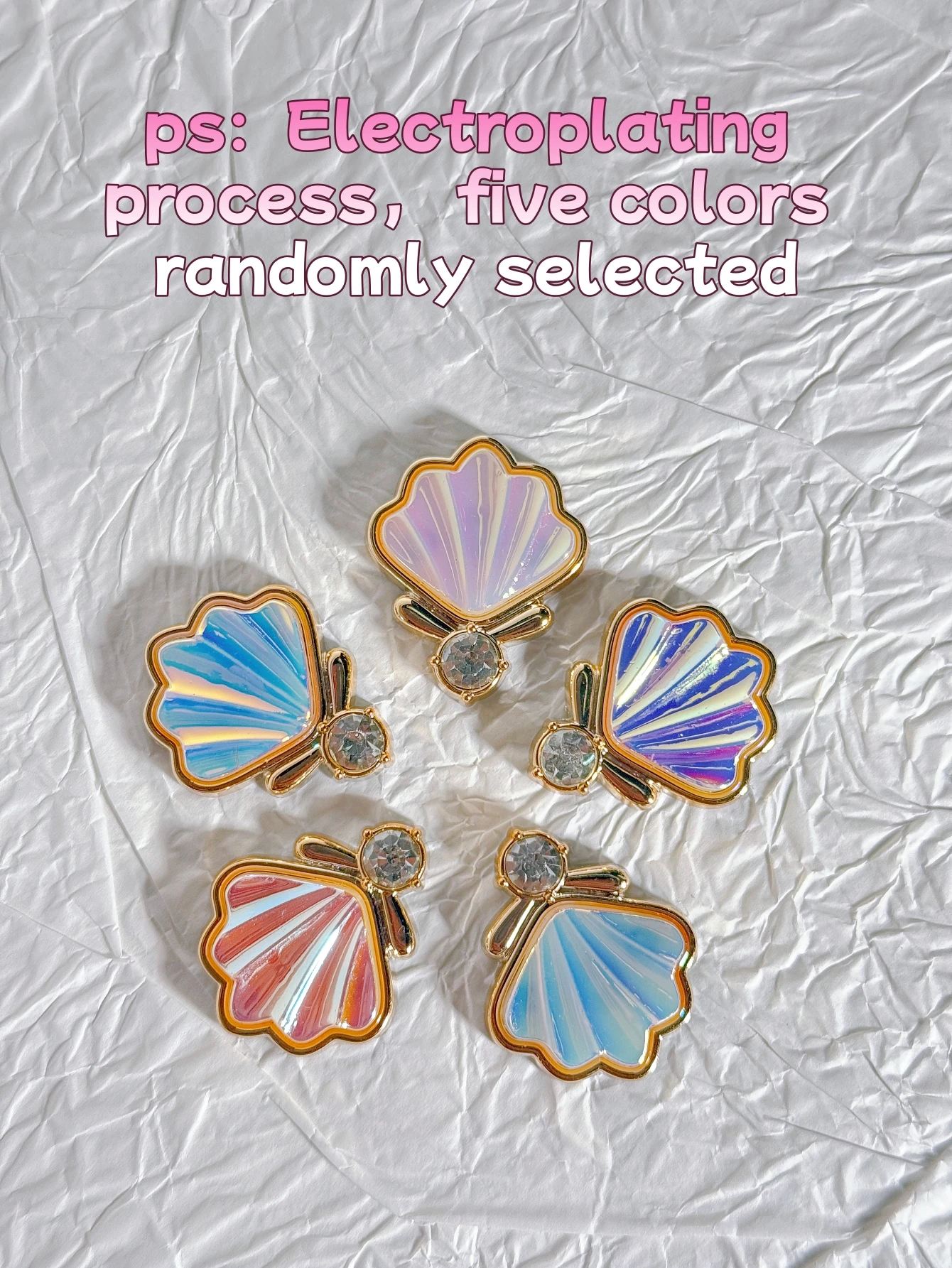 รูปสินค้า เปลือกหอยทองคำ 14 ชิ้น ตกแต่งรองเท้า DIY สวยหรู