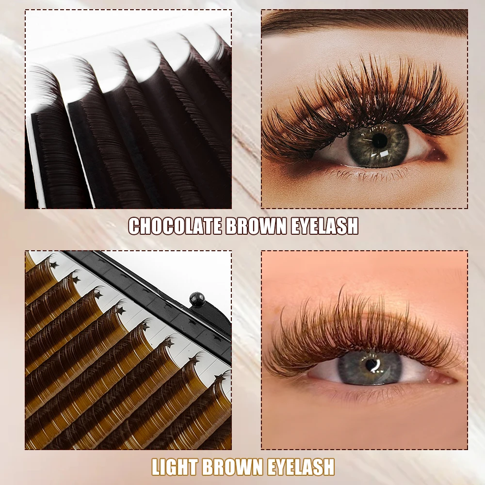 Eyelash Extensions Eyelash Extension Lashes Fake Eyelashes False Eyelashes Abonnie Chocolate Dark Brown Individual Eyelash Extension 8-15mm Brown Color Mink