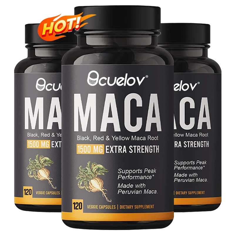 

Organic Maca Root Powder Capsules 1500 Mg with Black + Red + Yellow Peruvian Maca Root Extract Supplement for Men and Women