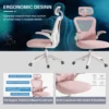 Ergonomic Mesh Office Chair, High Back Computer Desk Chair with Adjustable Lumbar Support, Pink Task Chair with Headrest 4