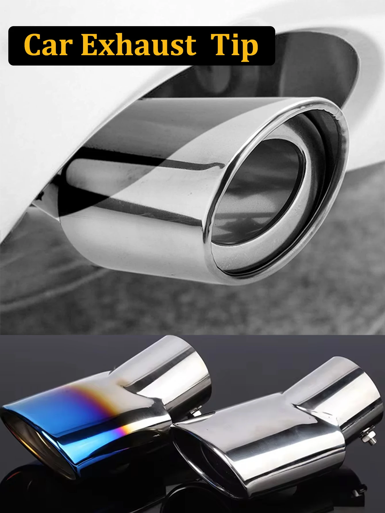 2.5" Imported Car Exhaust Muffler Tip Stainless Steel Single Pipe Modified Auto Rear Tail Throat Liner for Most Cars Accessory exhaust pipe tip tail pipe muffler