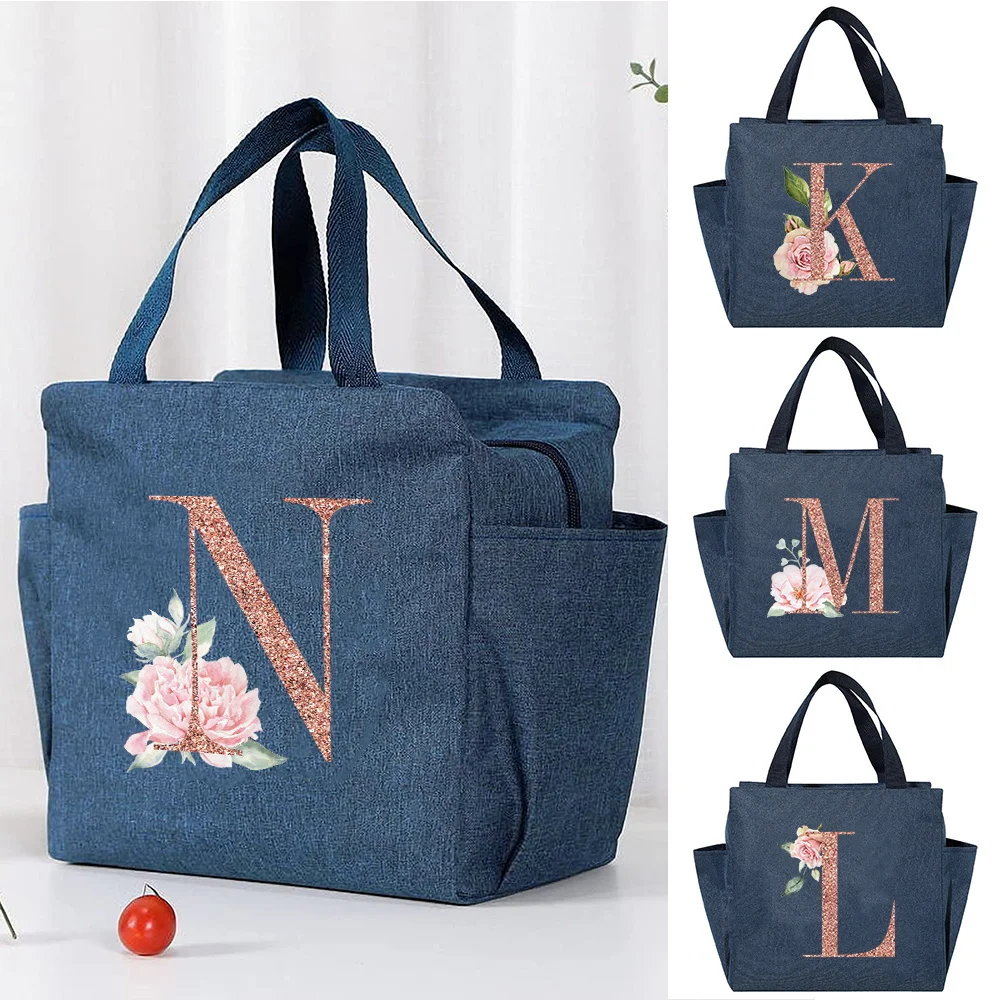 

Portable Cooler Bag Ice Pack Lunch Box Insulation Package Rose Gold Thermal Food Picnic Bags Pouch for Women Girl Kids Children