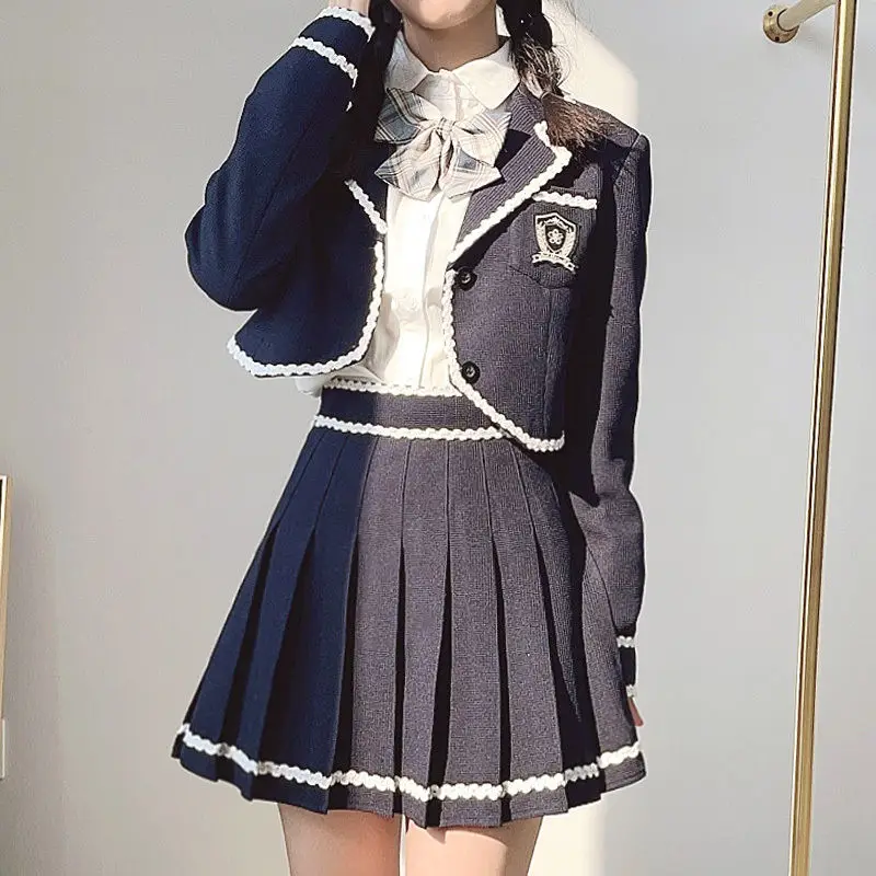 Japan JK Short Suit Fashion Set Women'S Autumn Academy Style High Waist Half Dress Two Piece Set/Single Piece 2024 New