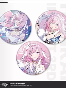 Набор лазерных жестяных значков HONKAI IMPACT 3/miHoYo 58 мм, аксессуары для косплея Elysia BRONYA, коллекция аниме, рождественский подарок, новинка