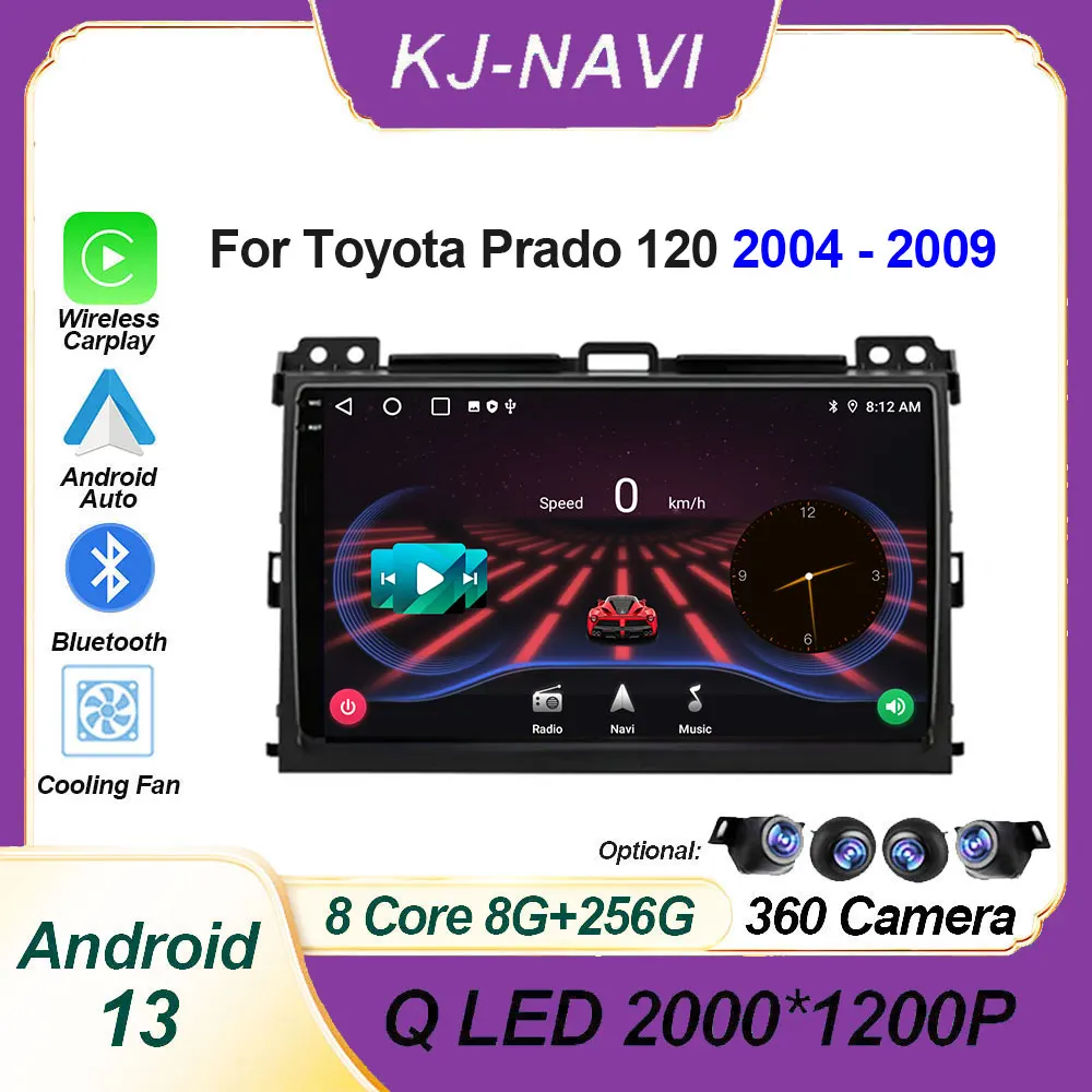 

Мультимедийный проигрыватель для автомобилей Toyota Prado 120 2004 - 2009 с Wi-Fi, Android 14, GPS-навигацией