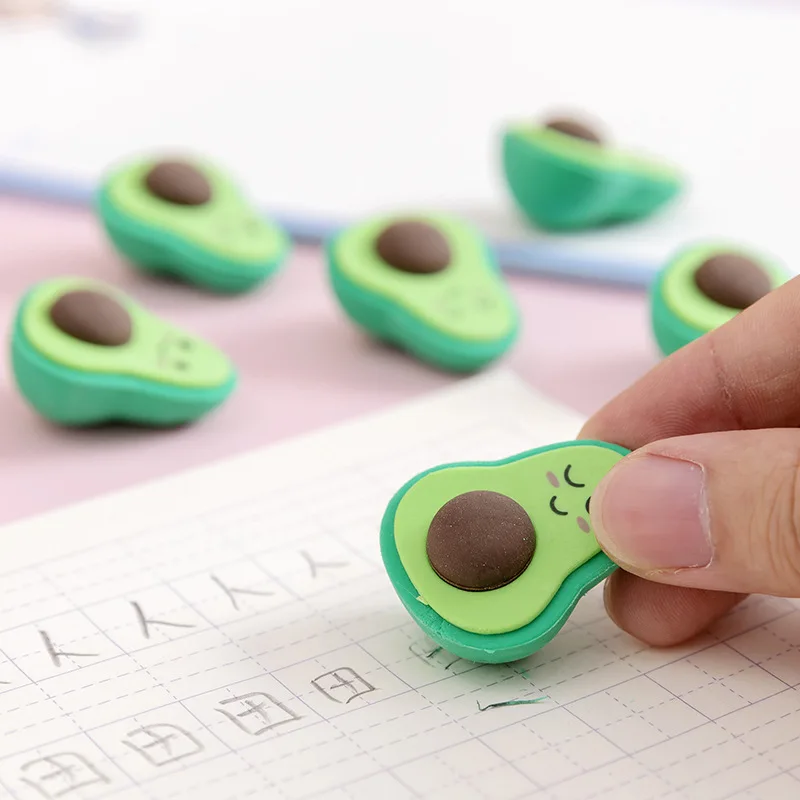 Pencil Eraser 4Pcs/Set Emote Avocado Eraser Puzzle Detachable Erasers Kids Stationery Soft Rubber Office School Supplies