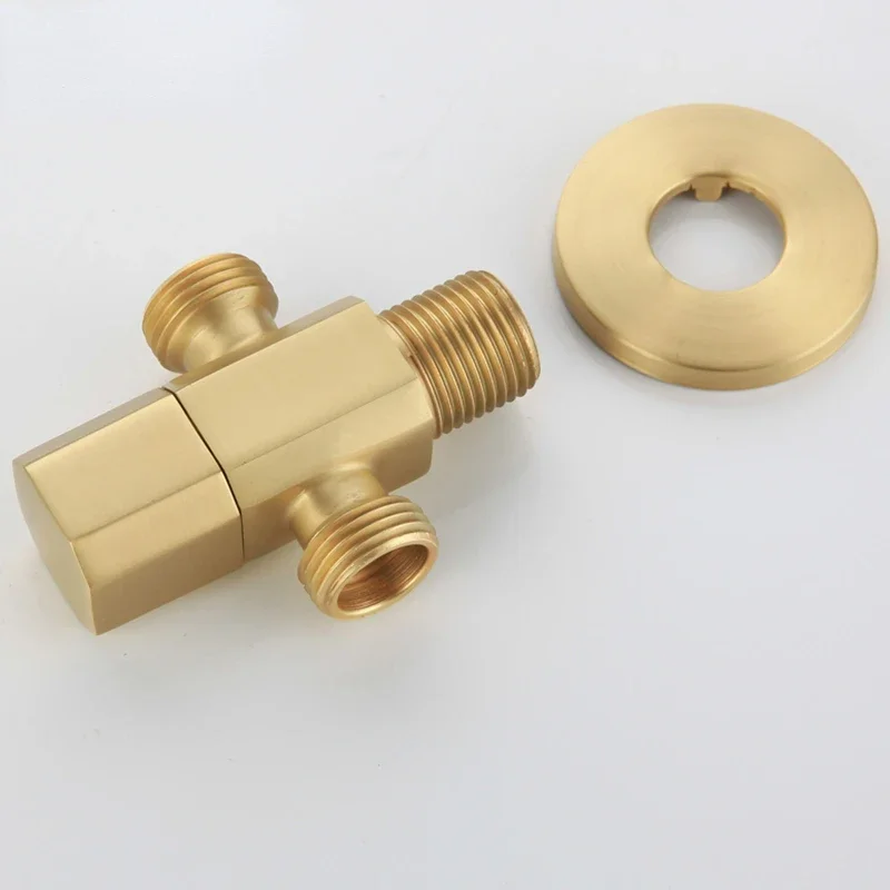 Brushed Gold Solid Brass G1/2 Angle Valve Switch For Bathroom Accessories