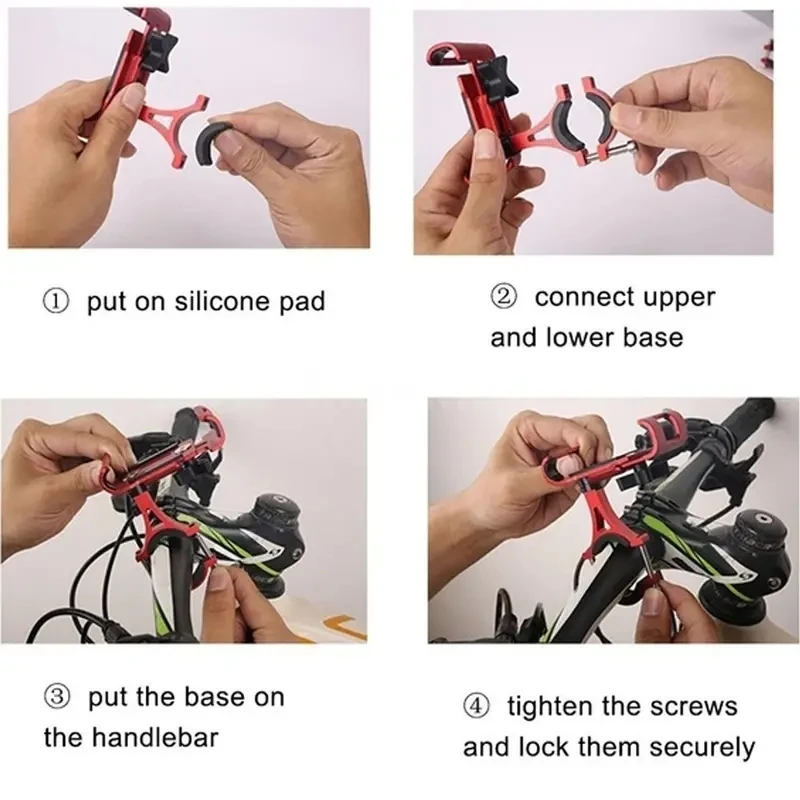 360° drehbarer Motorrad-Fahrrad-Telefonhalter aus Metall, Aluminiumlegierung, rutschfeste Halterung, unterstützt GPS-Clip, Fahrrad-Telefonständer für iPhone – Detail 3