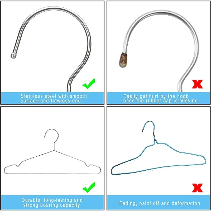 Clothes Hangers 50 Pack Coat Hangers 17.7 Inch Large Bulk Wire Non-Slip Heavy Duty Clothing