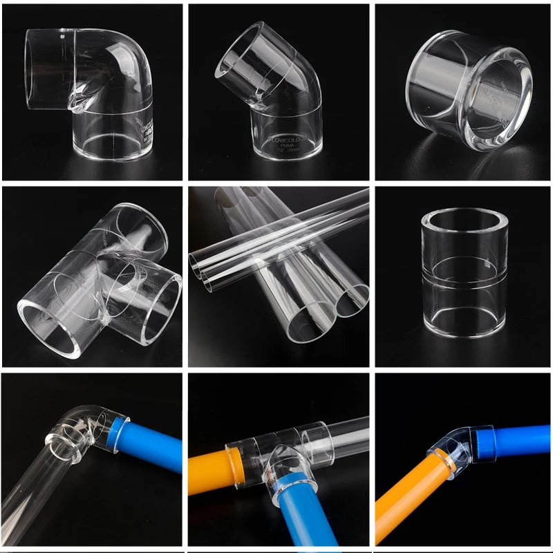 1pc 20mm Acrylic Pipe Aquarium Accessories Fish Tank Joints Connector Water Supply Elbow Coupling Tee Fittings Transparent Tube