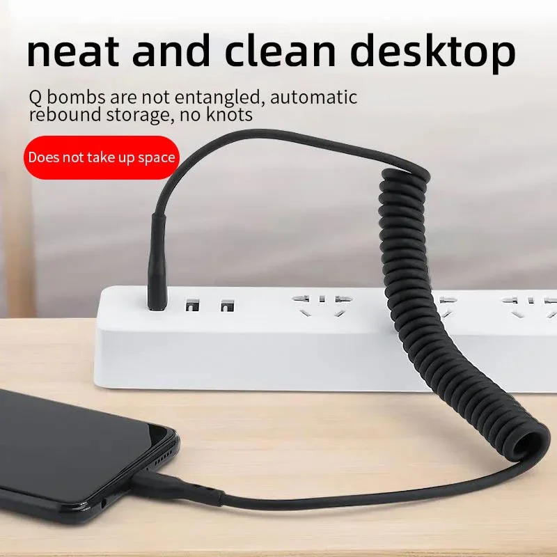 Telescopic Fast Charging USB Type C Cable - 5A, 1.5m/1m,