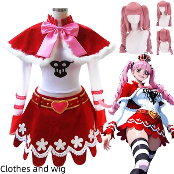Costume cosplay Perona, set con mantello rosso e gonna da pirata anime per donne, costumi cosplay