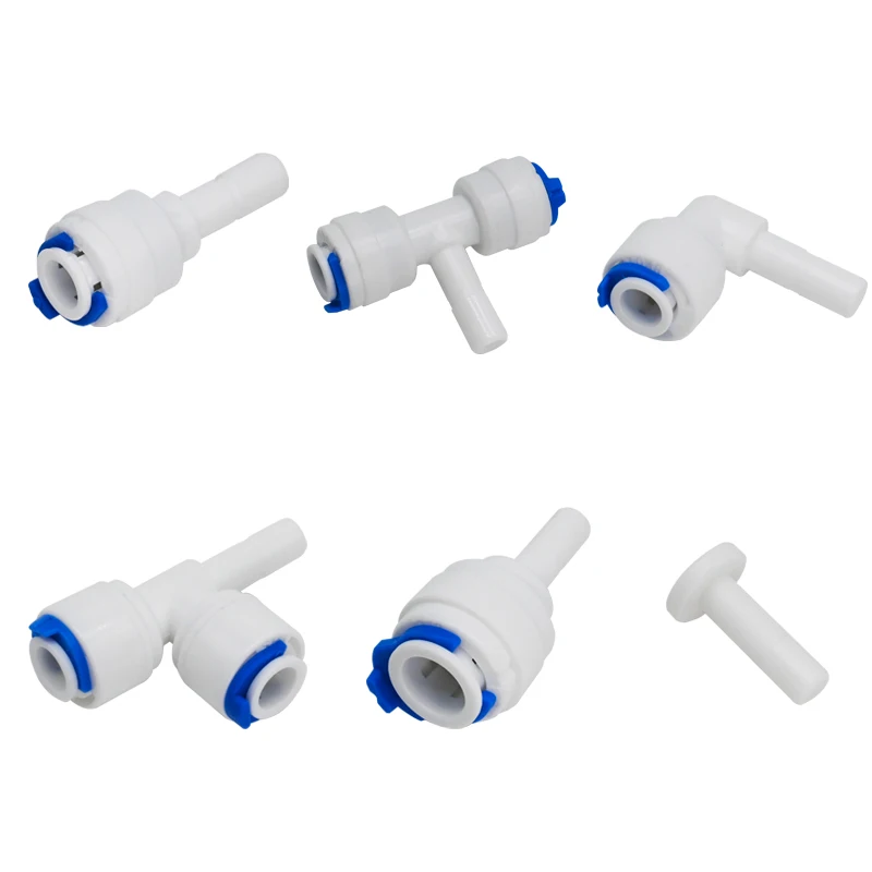 

Reverse Osmosis 1/4 3/8 Hose Connection Quick Coupling 1/4 3/8 Stem L Straight Tee RO Water Aquarium Plastic Joint Pipe Fitting