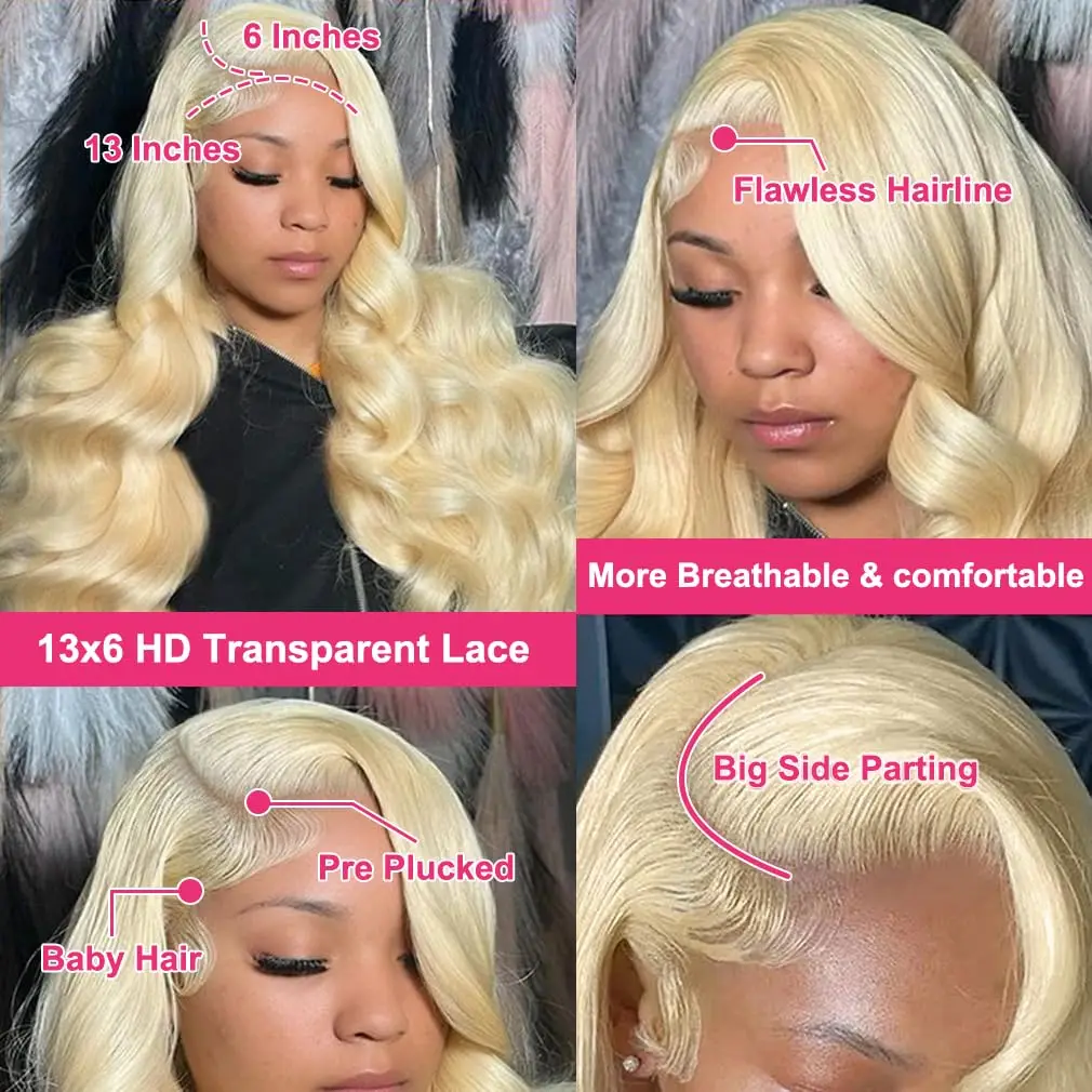 Human Hair Wigs 13x6 Hd Lace 613 Colored Frontal Brazilian Honey Blonde Body Wave 13x4 Transparent Lace Front Pre Plucked human hair wigs