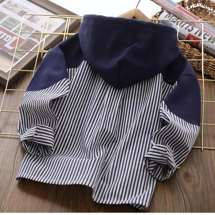 Boys' long sleeve coat spring and autumn new children's leisure hooded top medium and large children's clothing bottomed shirt