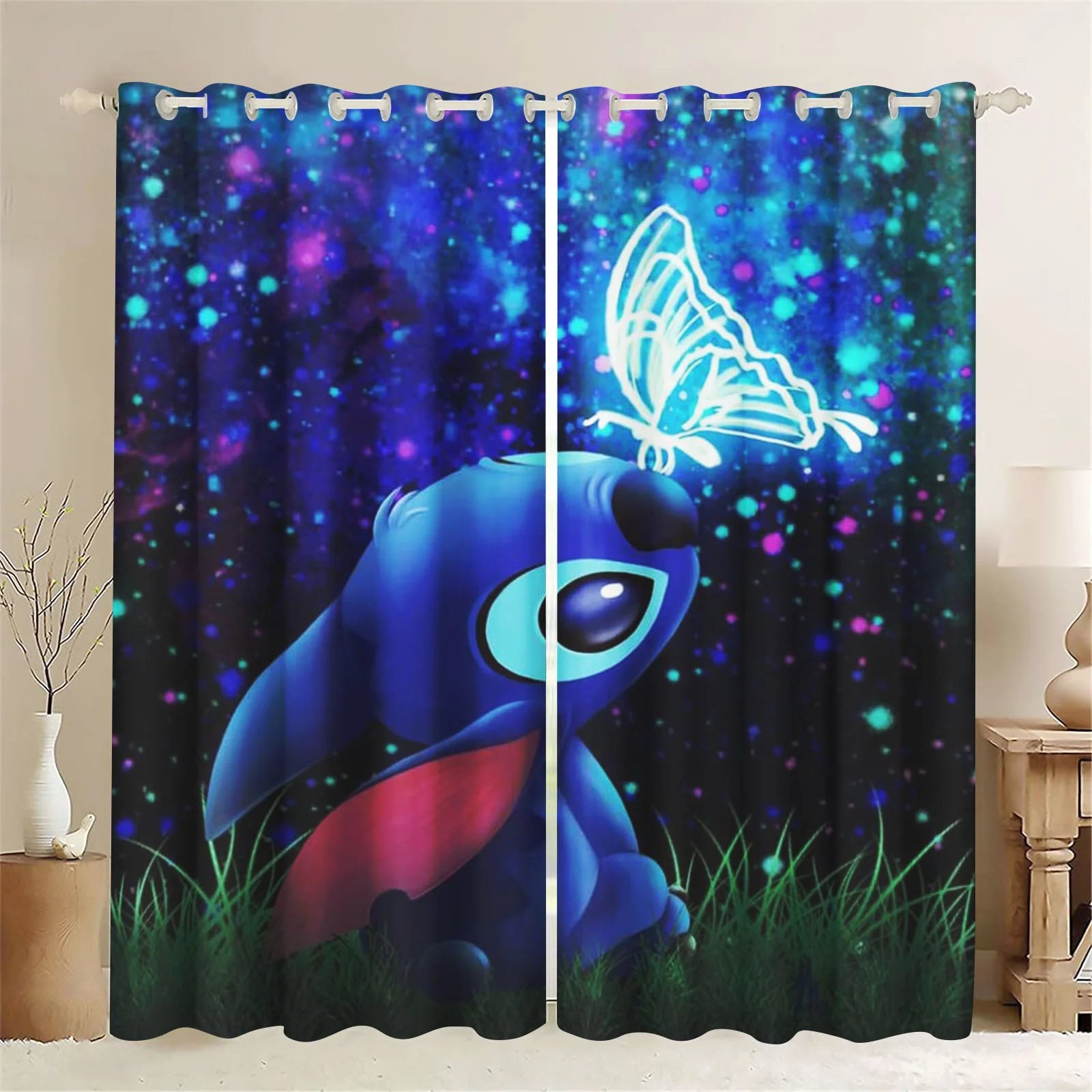 Stitch Cartoon 3D Cute Print Curtain Window Animation Blackout camera da letto Fashion Style Home Decoration