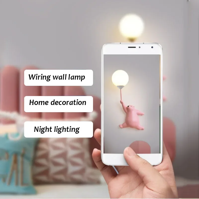Cartoon Polar Bear LED Sconce Wall Light Creative Indoor Lighting G9 Bulb Led Bedside Atmosphere Lamp Kid Children Bedroom Decor 5