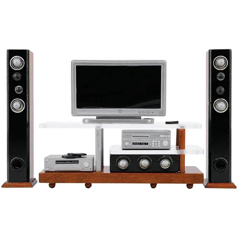 

1/12 Миниатюрная модель кукольного домика, игрушки, современная Имитация ТВ, аудио набор, миниатюрный кукольный дом, мебель, Декор, Прямая поставка