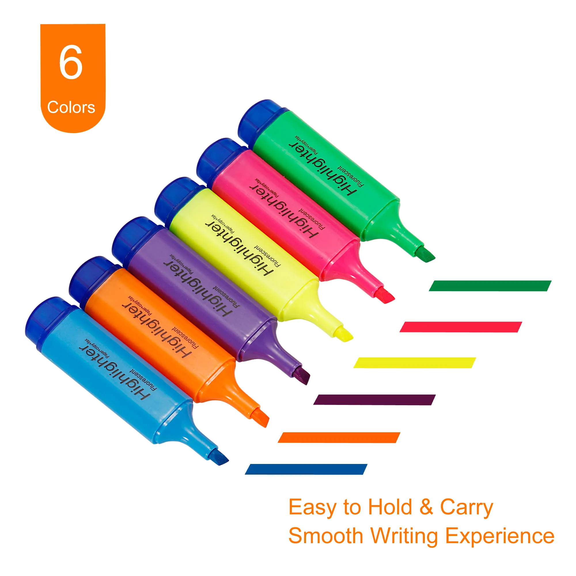 4/6Pc Highlighter Fluorescent Pen Broad Tip Writing Marker Pens for Art Drawing Doodling Marking Office Stationery School Supply 5