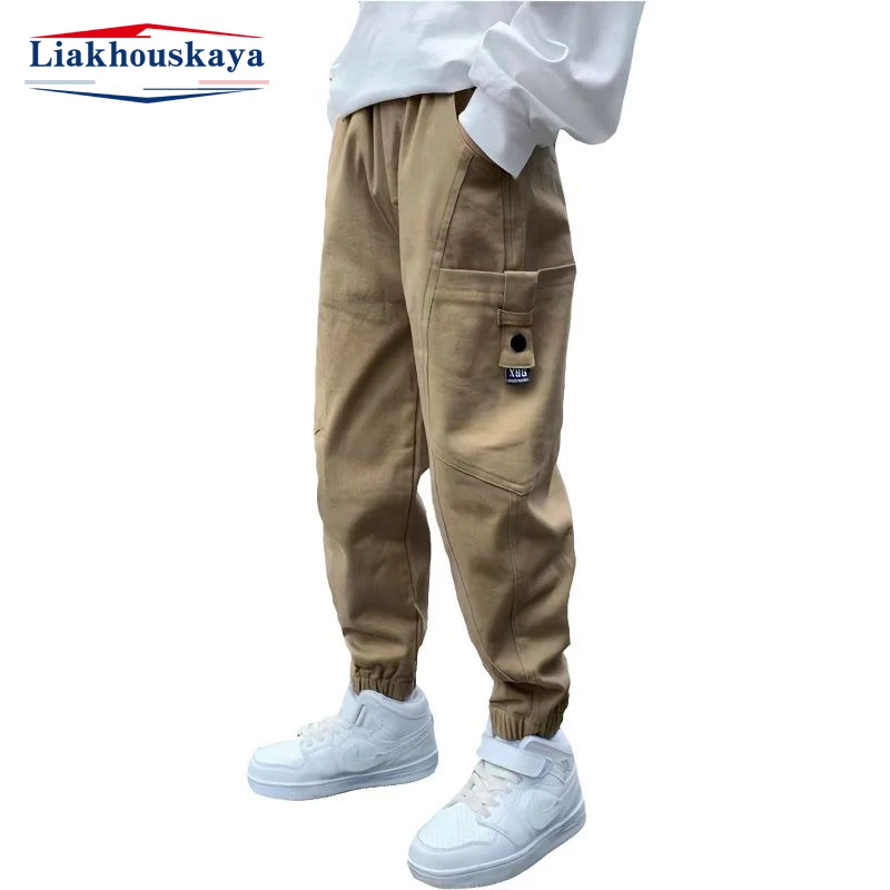 

Детские брюки-карго, демисезонные детские брюки, повседневные штаны для мальчиков, джоггеры, хлопковые детские длинные брюки, спортивные штаны для мальчиков, одежда