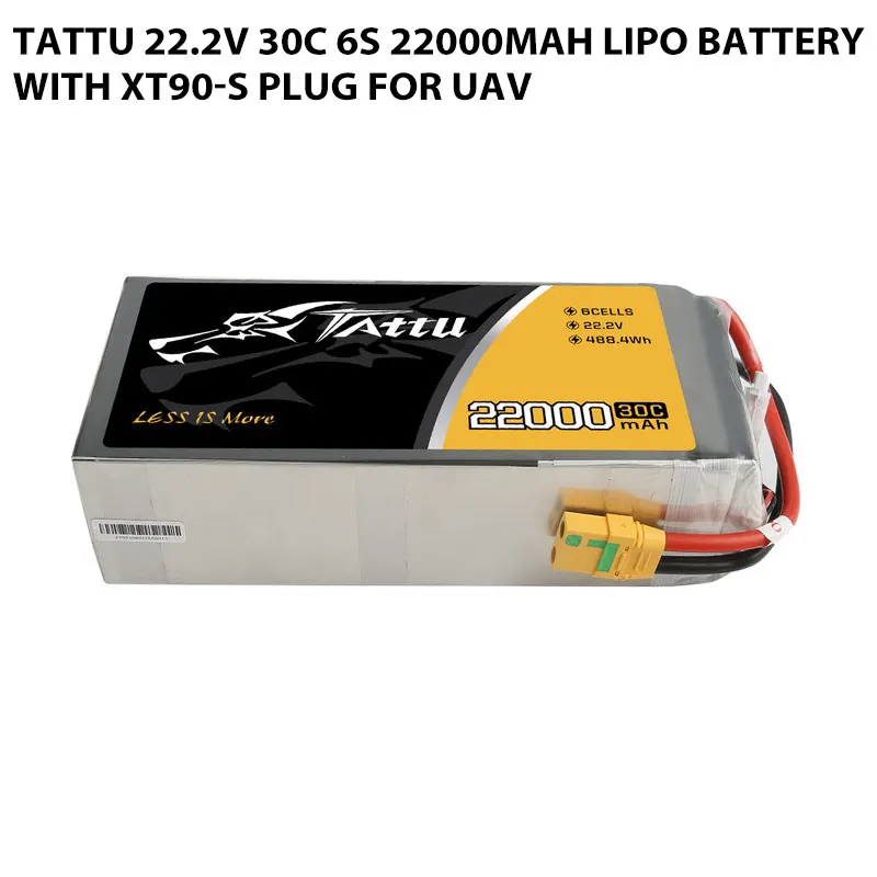 Tattu UAV용 XT90-S 플러그 리포 배터리, 22.2V, 30C, 6S, 22000mAh