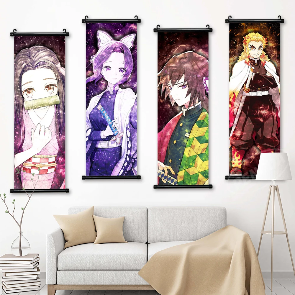 Compre Personagem de desenho animado de personagem de desenho animado de  matador de demónios anime personagem decorativo murals sala de crianças  parede de parede de parede impressão moderna decoração casa pintura tela