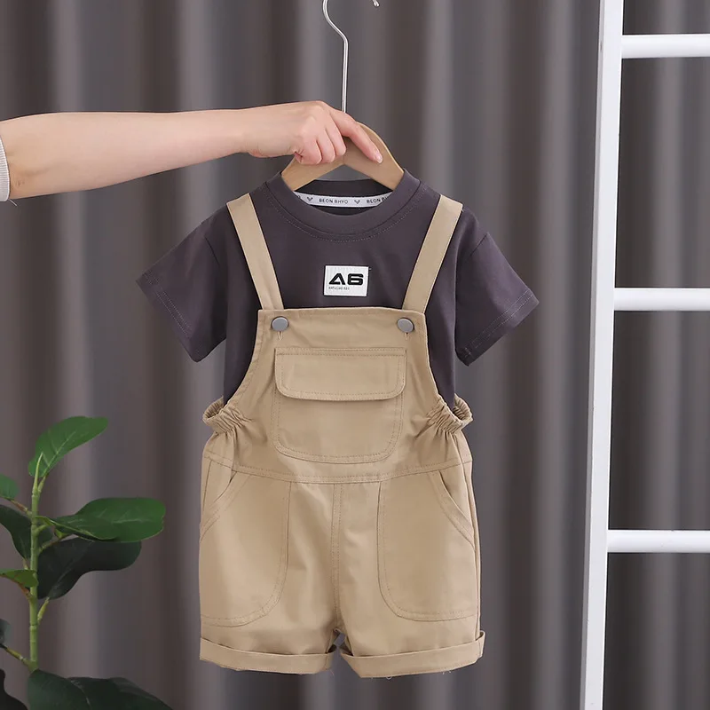 

Baby Boy Infant Clothes 2024 Summer Children's Suits for Kids Boys Casual Short Sleeve T-shirts and Overalls Boys 2 Piece Outfit